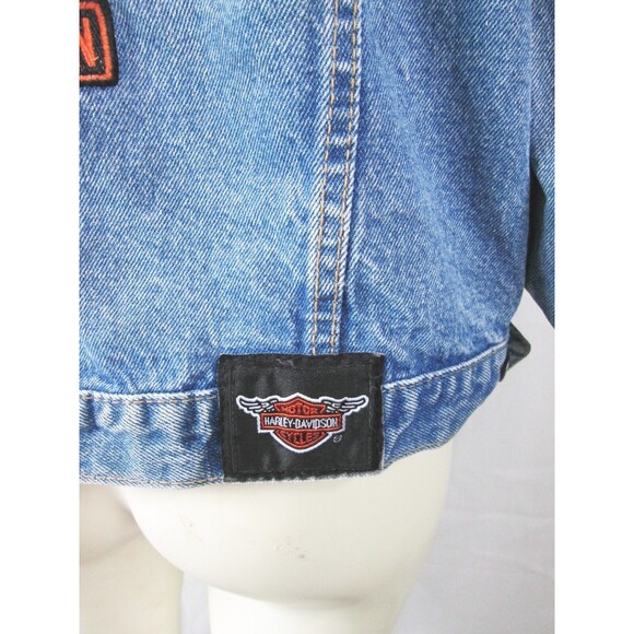 VTG 80s Harley-Davidson Motorcycles Women M 12-14 Eagle Embroidered Denim Jacket - Picture 5 of 10